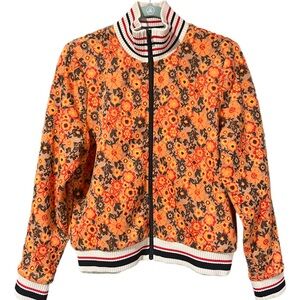 Tory Sport Orange Floral Bomber Jacket Size M